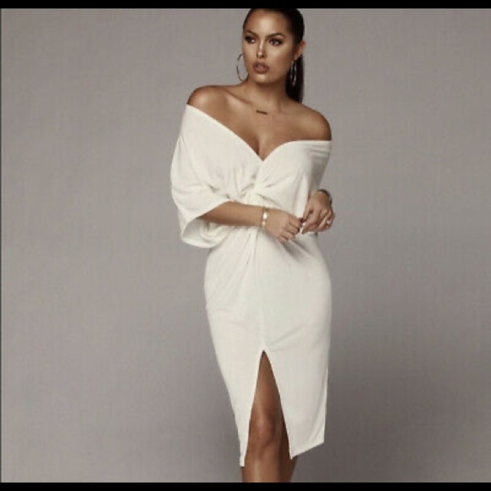 JLUXLABLE drape midi white dress